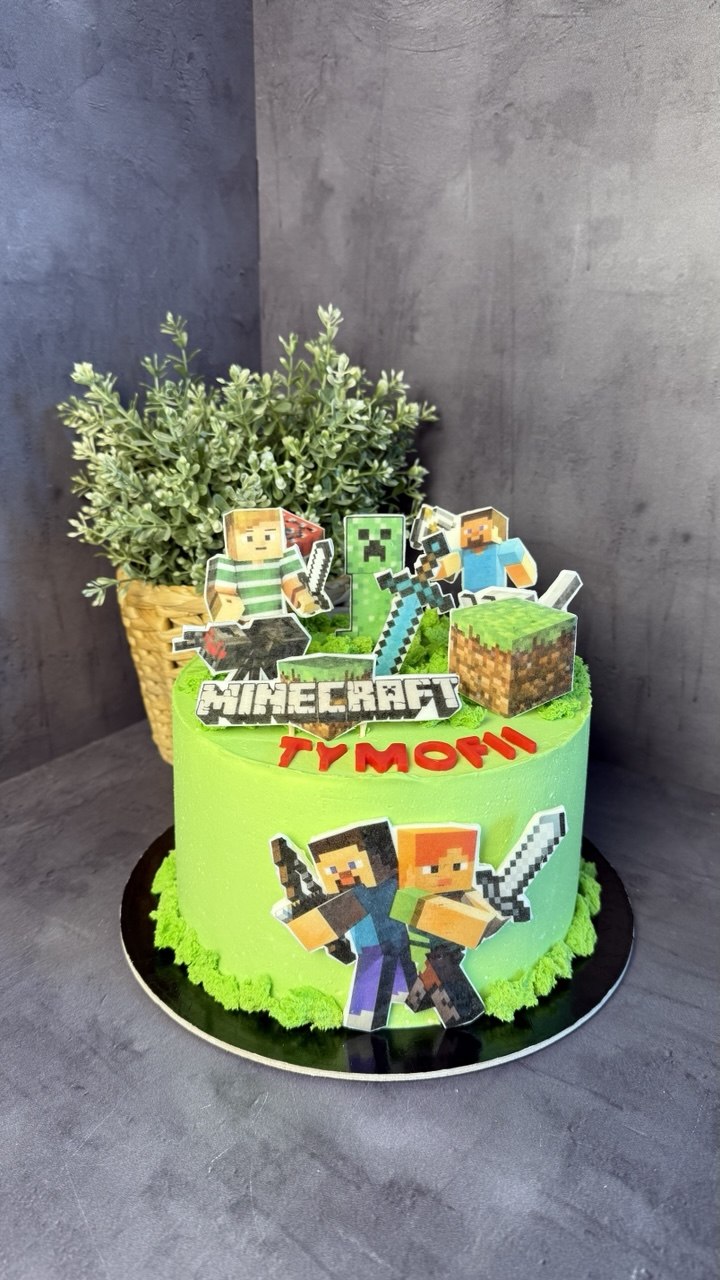 Minecraft themed kids birthday cake